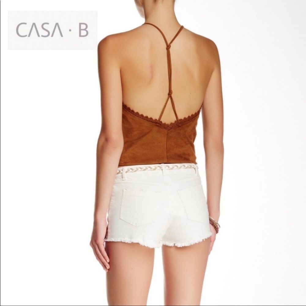 NEW💫CASA B | Renée Boheme embroidered raw hem Shorts in Ivory - Picture 2 of 5